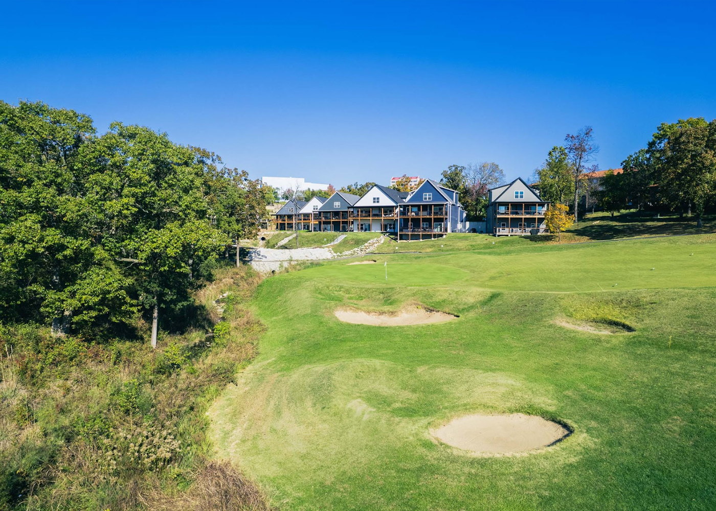 Golfer approaching the green at Thousand Hills Golf Course in Branson Missouri
